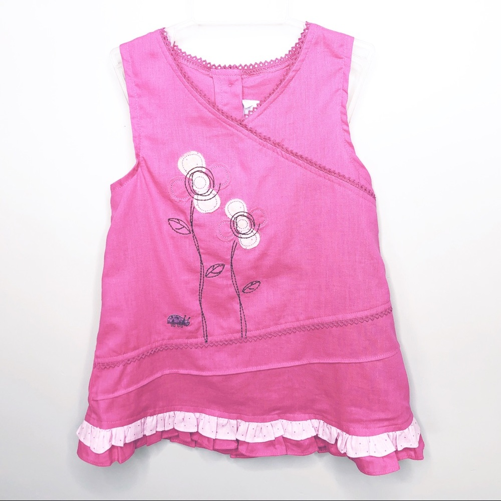 12 Month New Agabang Dress Linen Cotton Embroidered Appliques Pink‎ Toddlers